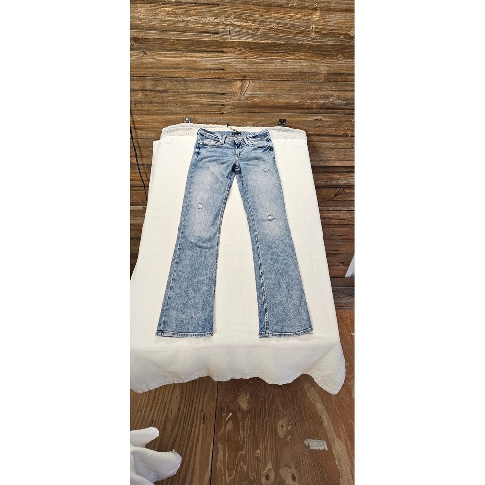 Silver Jeans Tuesday Slim Boot Light Acid Wash Low Rise Jeans W29 L31
